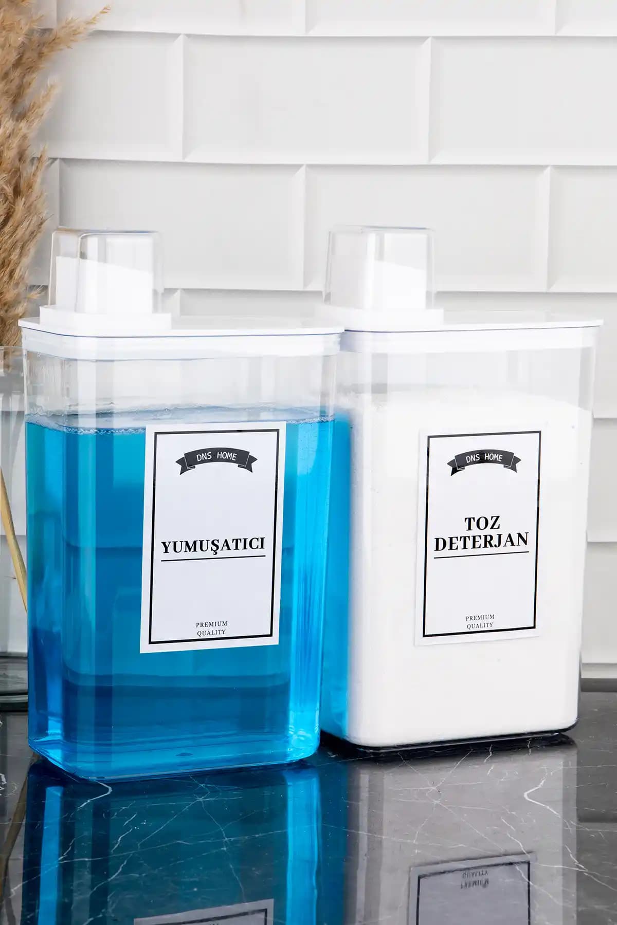 DNS HOME 2'li Deterjan Saklama Kabı Seti Bej Renkli 3 Litrelik Dayanıklı Tasarım