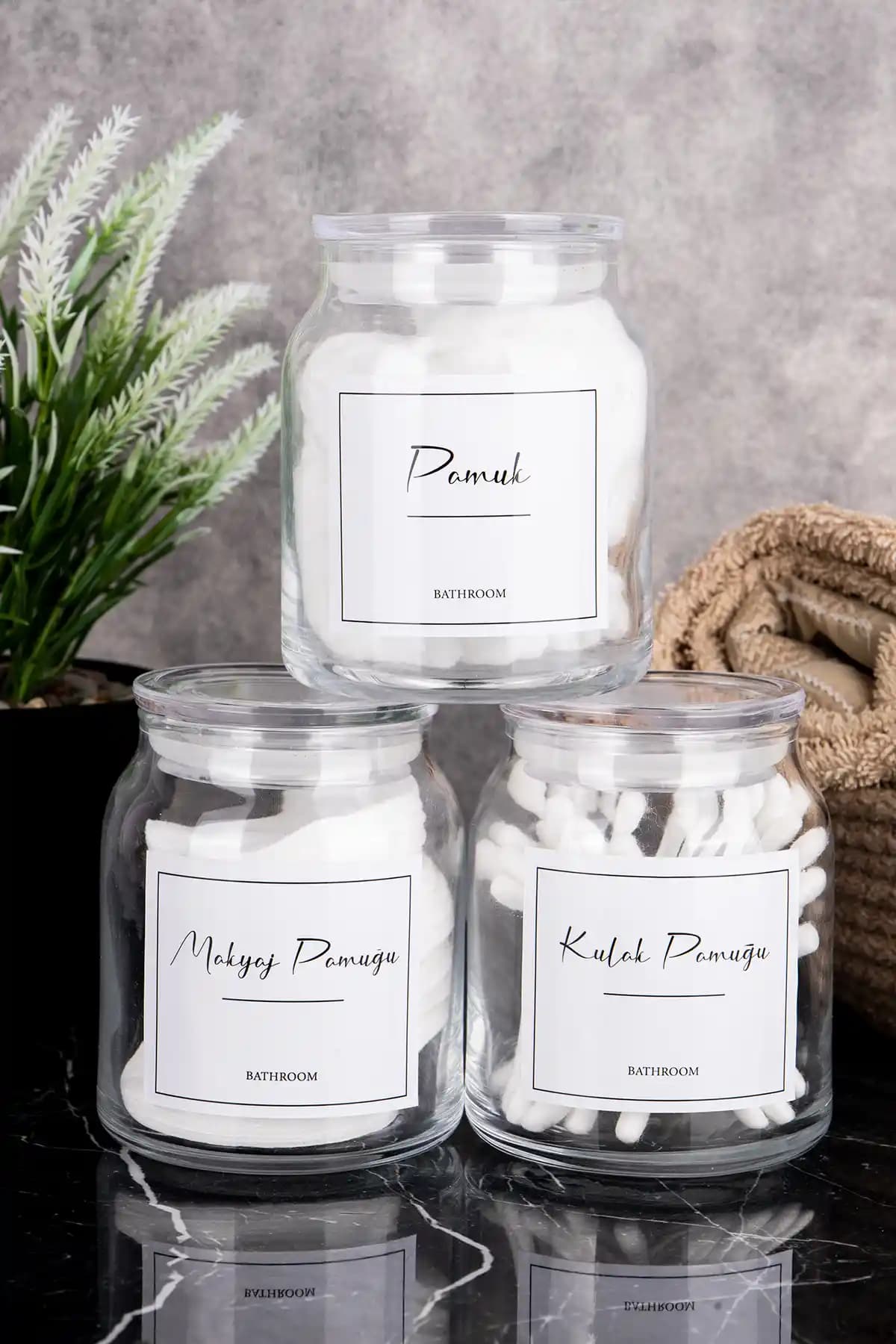 DNS HOME 3'lü Cam Pamuk Seti: Şık ve Pratik Saklama Çözümü