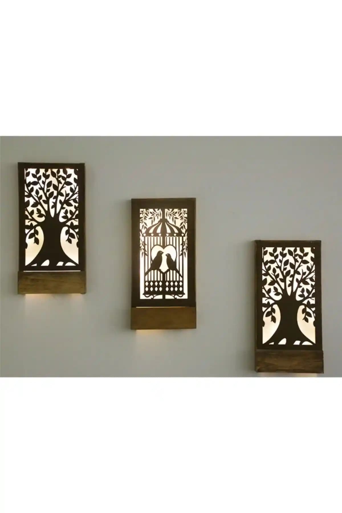 Doğa Temalı Kuş Kafesi Seti Peri Led Işıklarla Dekoratif ve Aydınlatıcı Özellikleriyle