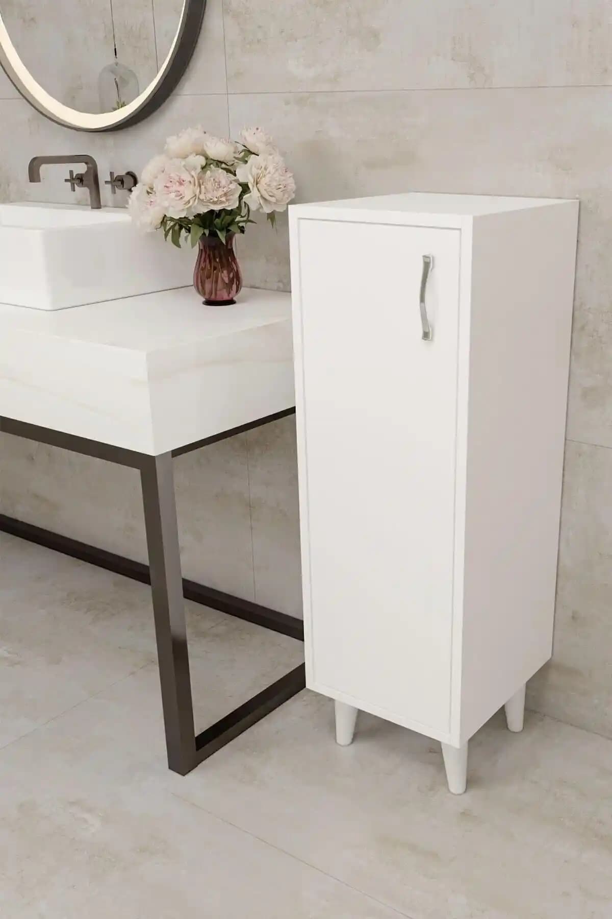 Egecan Mobilya Tek Kapaklı 3 Raflı Banyo Dolabı Modern ve Klasik Stil Uyumuyla Şıklık Sağlar