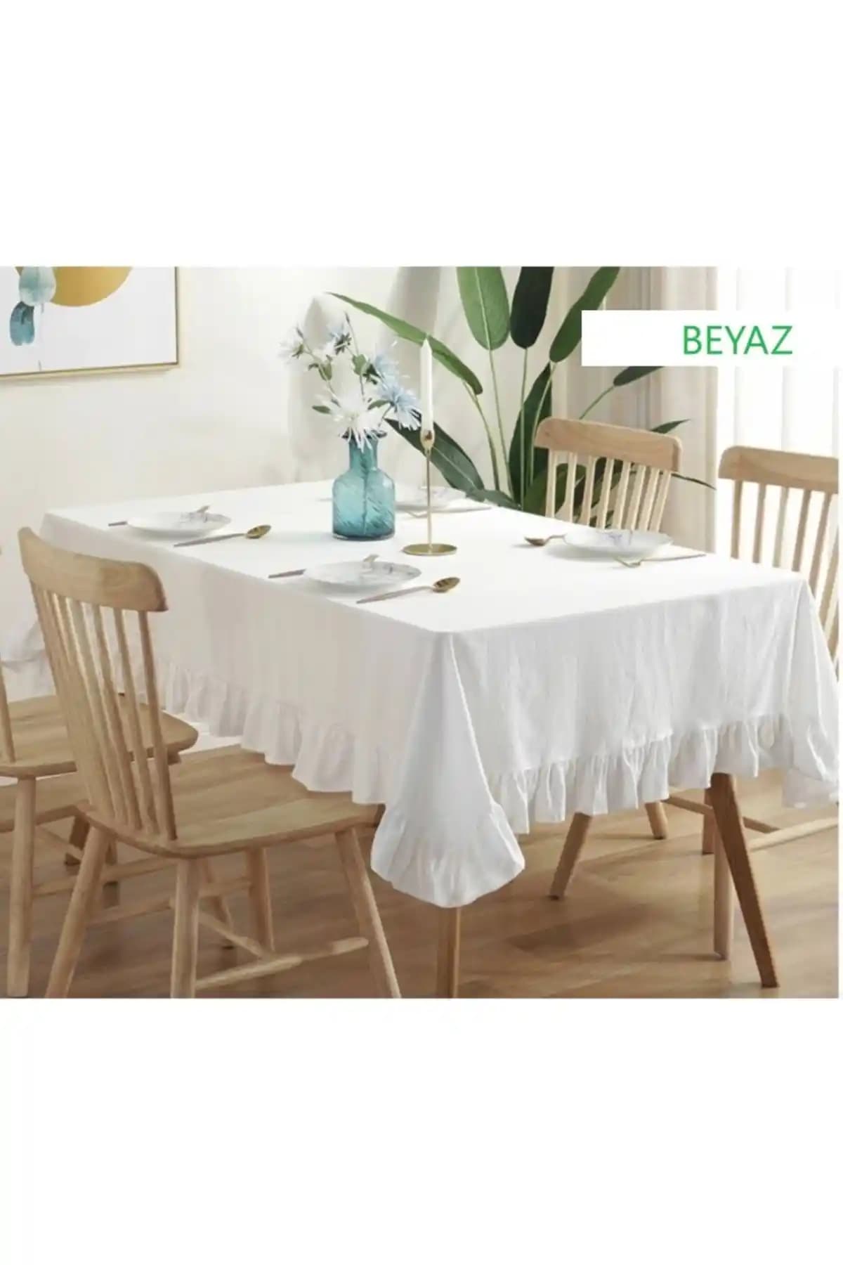 El Yapımı Beyaz Keten Masa ve Koltuk Örtüsü - Şık ve Dayanıklı Tasarım