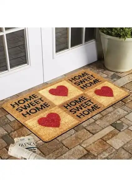 Esnature 45x70 cm Dijital Baskı Güzel Evim Temalı Çok Amaçlı Kapı Paspası