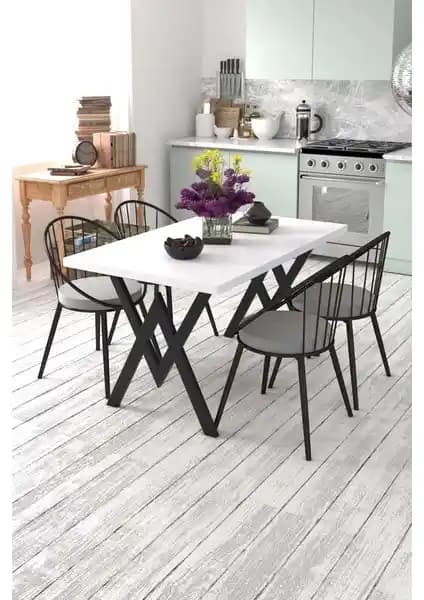 EVDEMO Eylül 4 Kişilik Mutfak Masası Takımı Modern ve Dayanıklı Tasarım