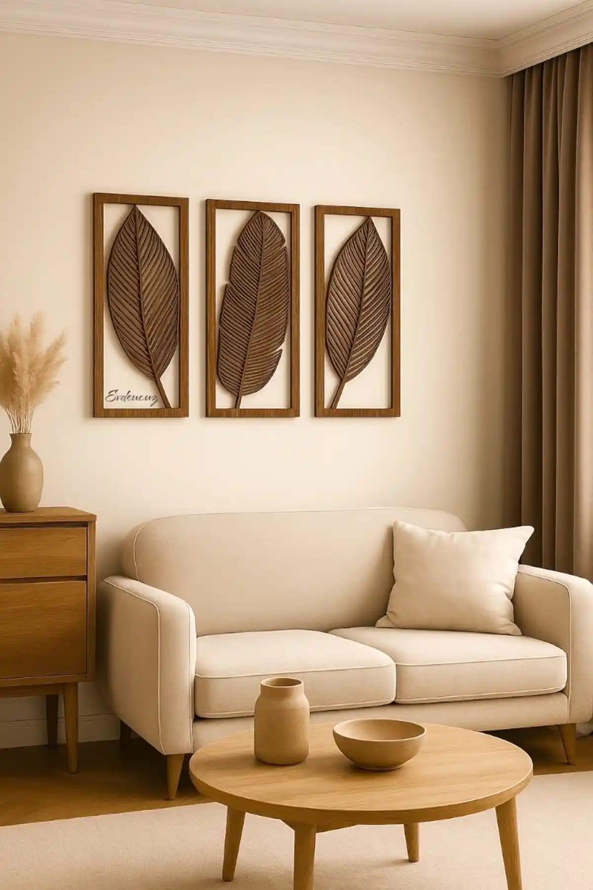 Evdeucuz Doğal Ahşap Yaprak Desenli Duvar Dekoru ile Mekânınıza Şıklık Katın