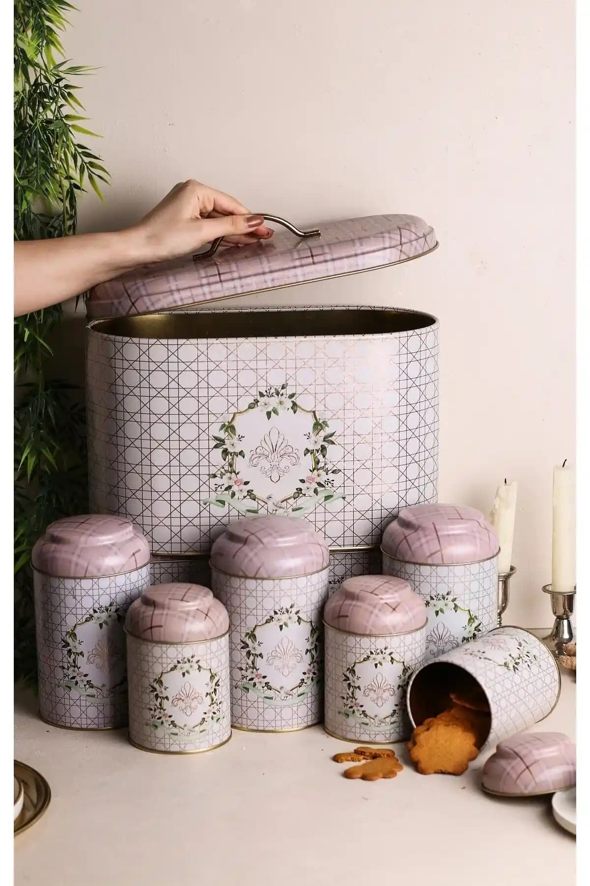 Evle Erb01u7 Oval Ekmek Kutusu 7 Li Set Rosy - Şık ve Dayanıklı Mutfak Saklama Çözümleri
