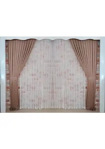 Figen Kadife Perde Açık Kahve Renkli Fon Perde Geniş Alanlar İçin Şık ve Dayanıklı Tasarım