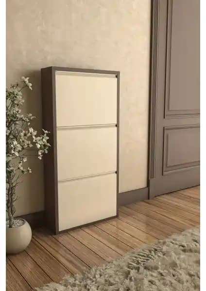 Gada Grup 3'lü Metal Ayakkabılık Modern ve Dayanıklı Giriş Depolama Çözümü