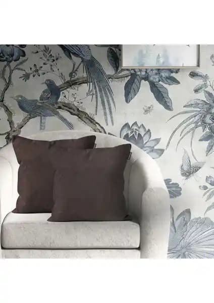 Goccia 2'li Kadife Dokulu Kırlent Kılıfı Acı Kahve Şık ve Dayanıklı Dekoratif Aksesuar