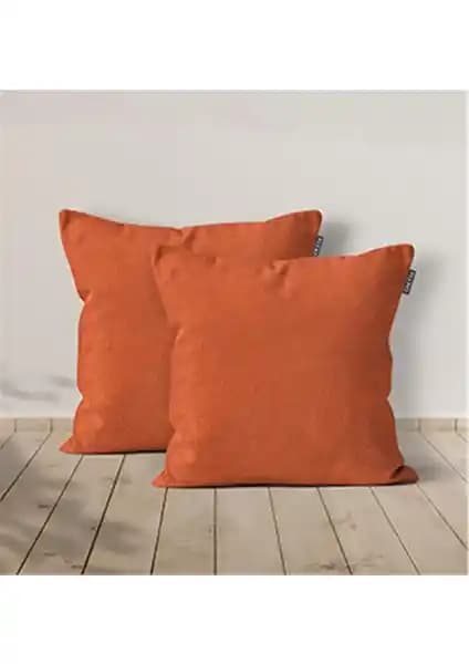 Goccia 2'li Kadife Dokulu Kırlent Kılıfı Kiremit Renkli Şık ve Dayanıklı Tasarım