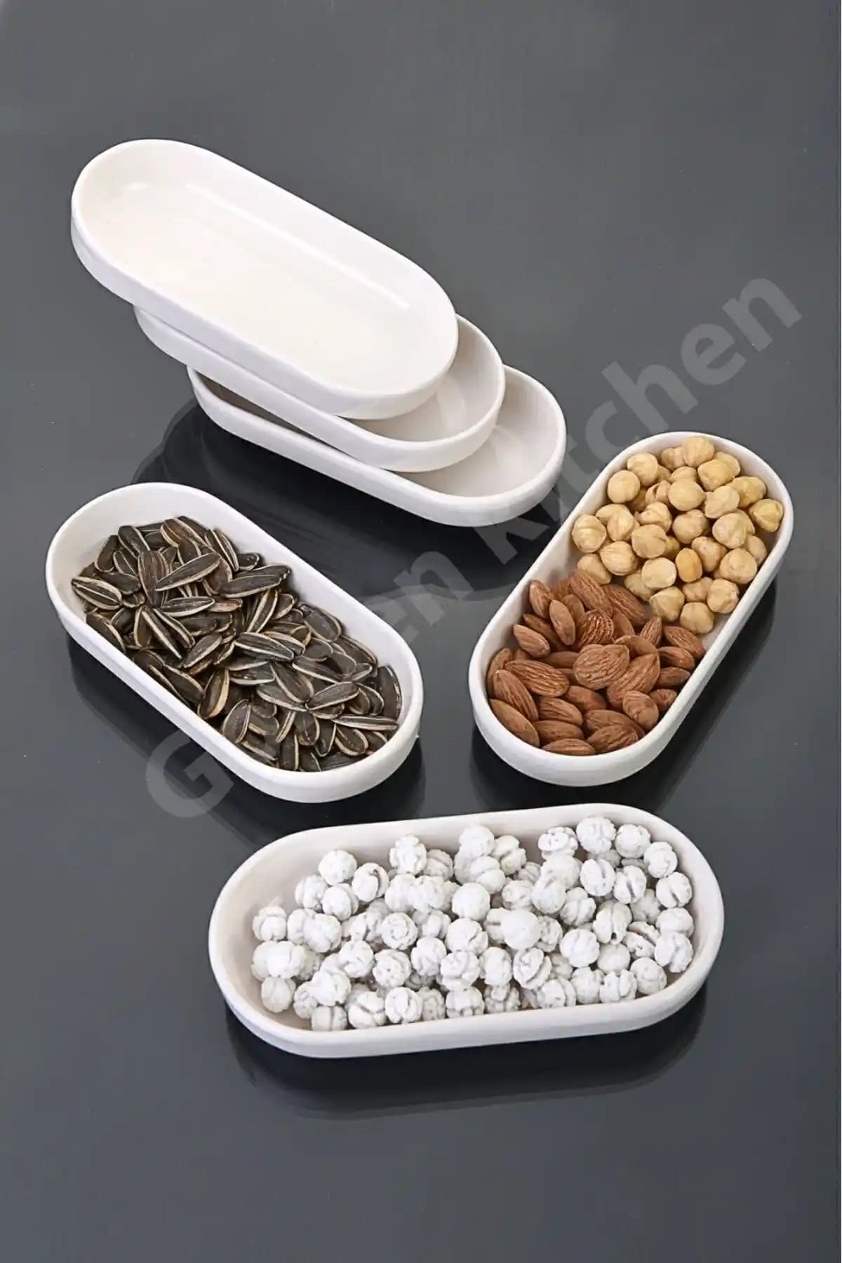 GoldenKitchen Kütahya Beyaz Seramik Çerezlik Seti Estetik ve Dayanıklı Sunum Çözümü