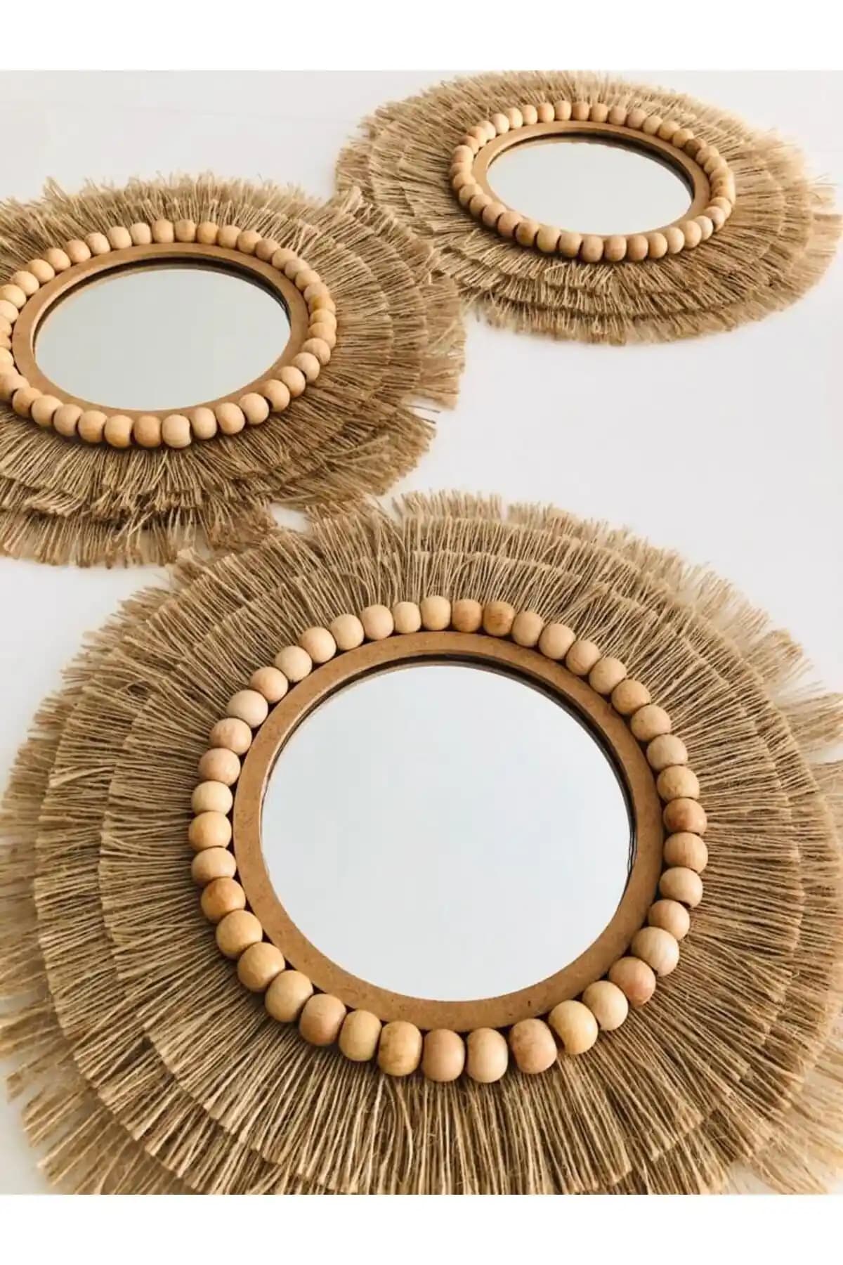 Hasirdukkanii El Yapımı Jüt Ayna Doğal ve Şık Dekorasyon Unsuru