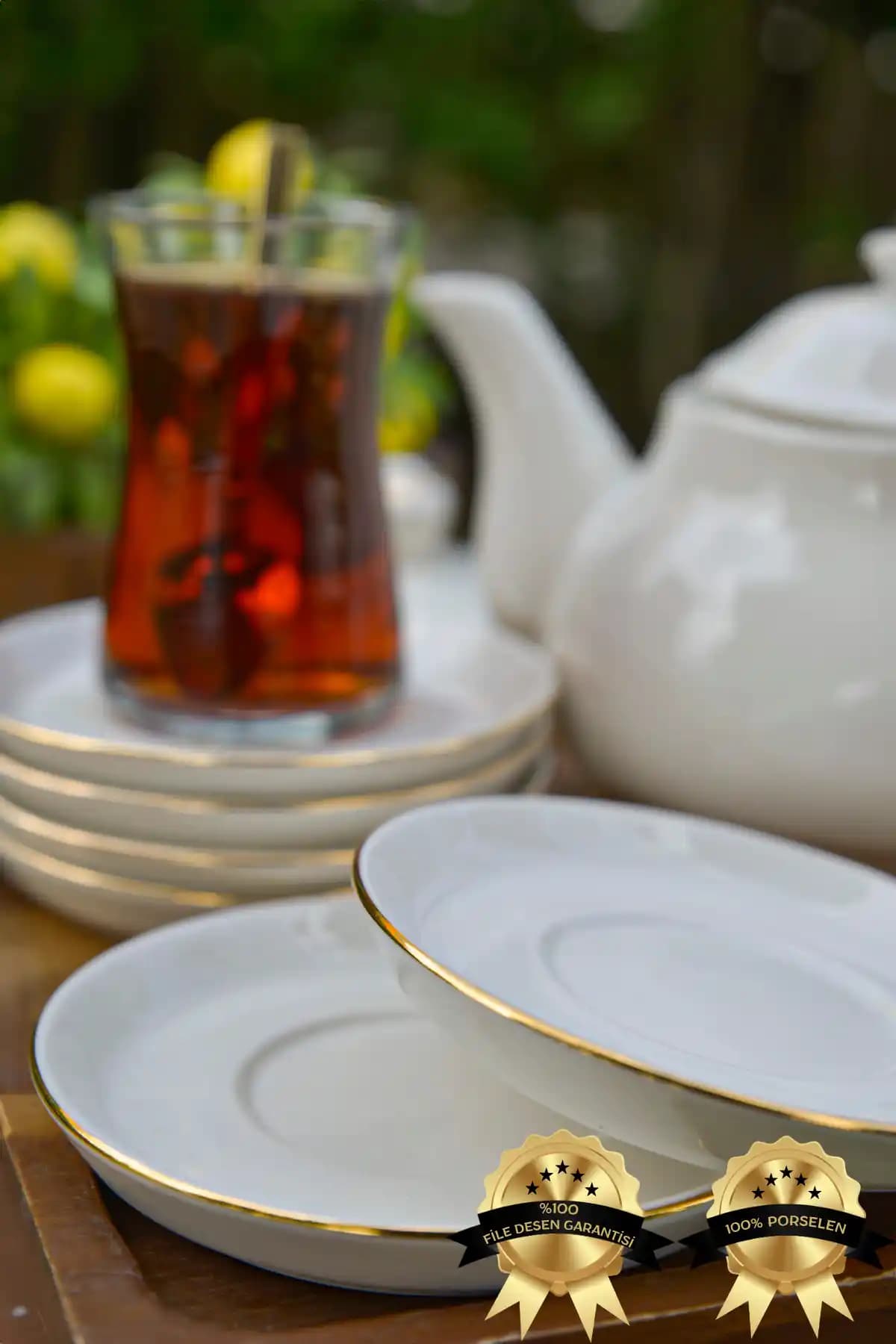 Heda Porselen Rüya Altın Yalnız Serisi 6'lı Porselen Çay Tabağı Seti Modern ve Şık Tasarım