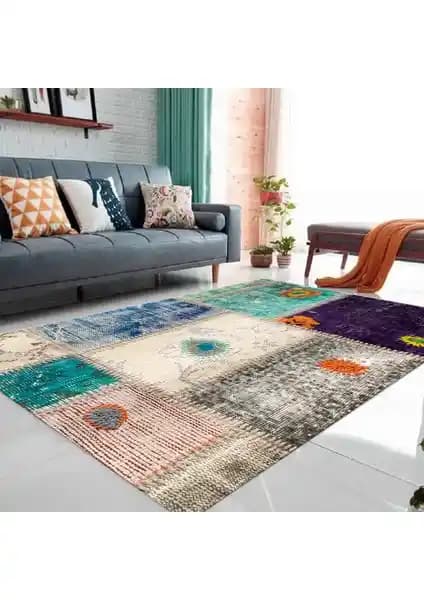 Homefesto Dekoratif Yıkanabilir Halı 80x120 cm, Kaymaz Taban ve Modern Tasarım