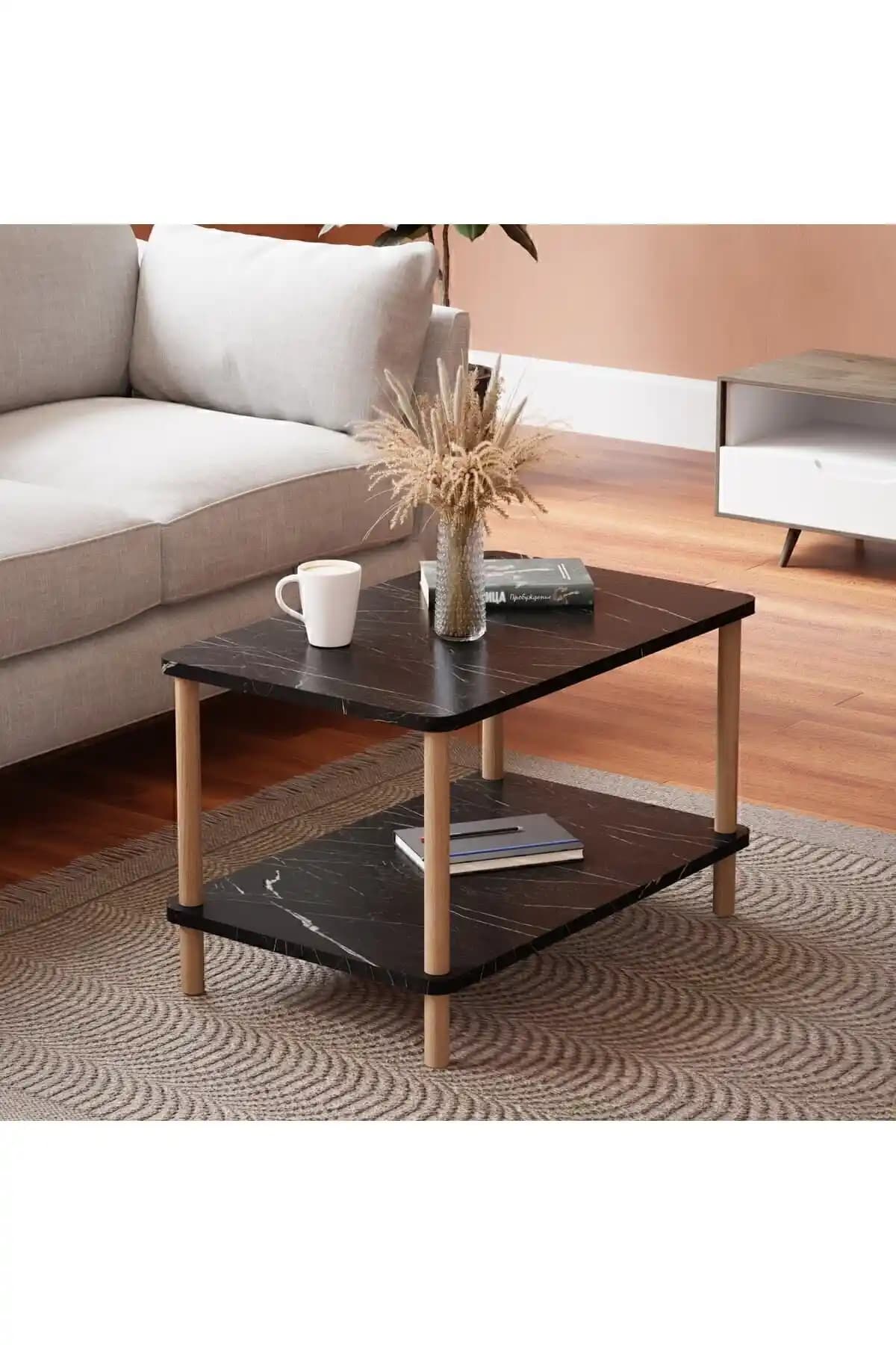 interGO Orta Sehpa Dikdörtgen Ahşap Ayaklı Modern Tasarım ve Dayanıklılık Özellikleri