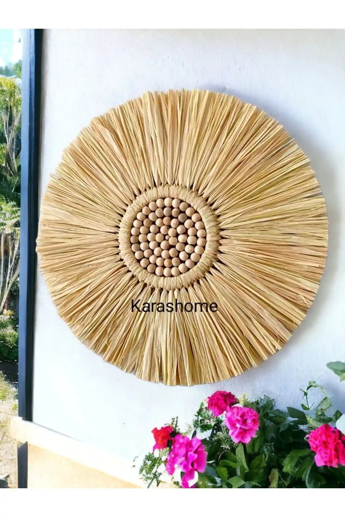 Kara.Shome Rafya El Emeği Duvar Süsü Doğal ve Bohem Tarzın Şıklığını Yansıtan Dekoratif Parça