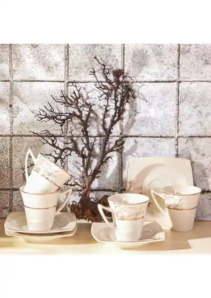 Karaca Autumn Porselen Kahve Fincan Takımı 6 Kişilik Doğa Temalı Şıklık ve Dayanıklılık