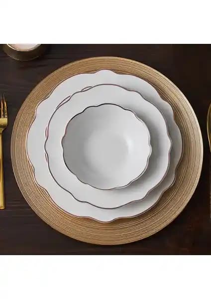 Karaca Daisy Rose Wave Shape 24 Parça Porselen Yemek Takımı 6 Kişilik Modern ve Dayanıklı Tasarım