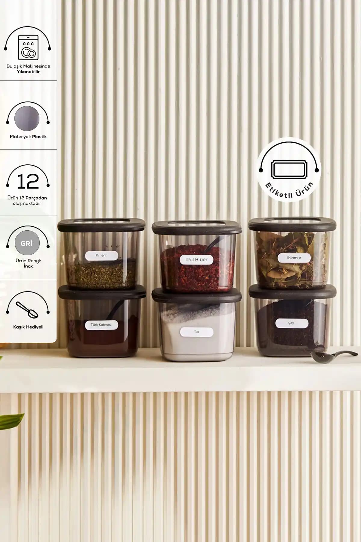 Karaca Forbs 6'lı Kaşık Hediyeli Saklama Kabı ve Baharat Takımı - Modern ve Pratik Mutfak Seti