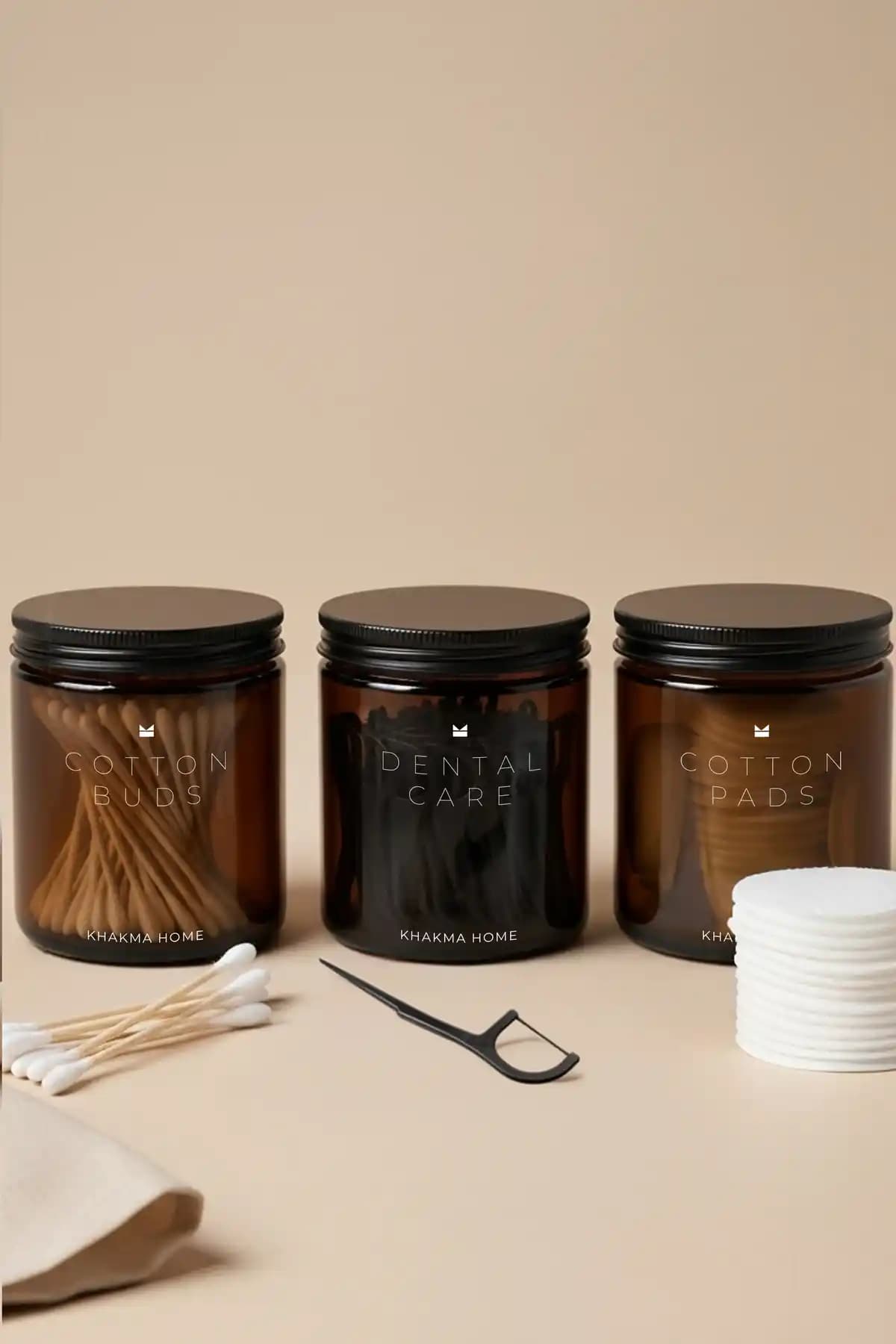 KHAKMA Amber Cam Banyo Organizer Seti: Şık ve Fonksiyonel Banyo Düzeni Çözümü