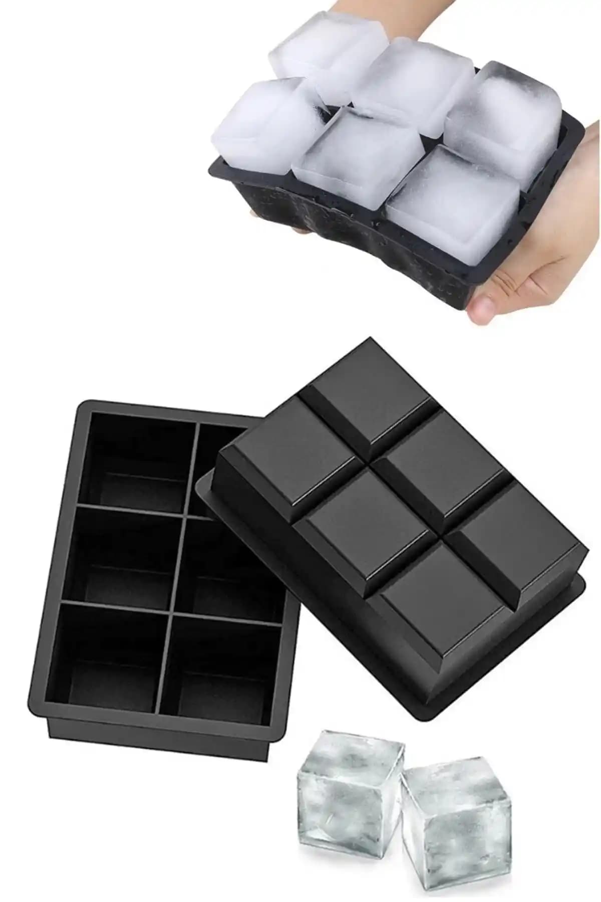 Kitchen Beauty 6 Bölmeli Büyük Boy Silikon Buz Kalıbı ile Pratik ve Şık Buz Yapımı