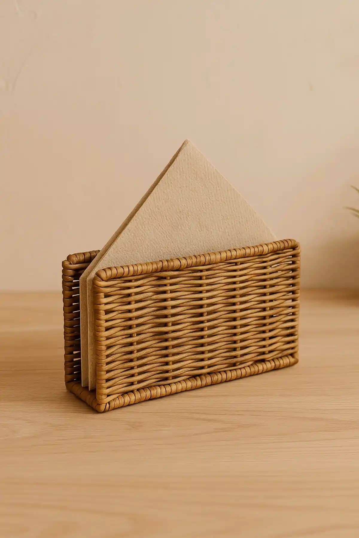 Kitchen Life Rattan Dikdörtgen Hasır Peçetelik Doğal ve Estetik Masa Dekorasyonu İçin