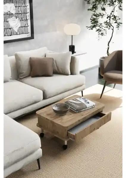 Kolexonline Oslo Tekerli Masa: Çok Fonksiyonlu, Ayarlanabilir ve Mobil Modern Sehpa