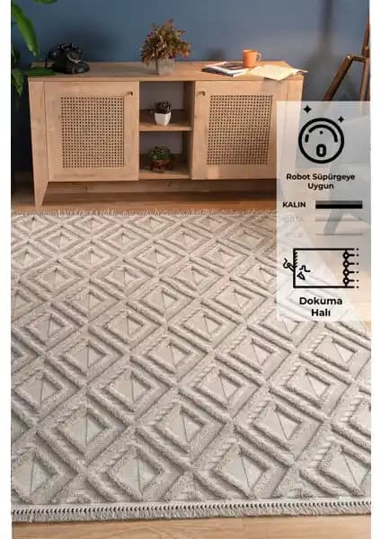 Konfor Bukle 6657 Bej Modern Halı: Şık ve Dayanıklı Ev ve Ofis Dekorasyonu İçin