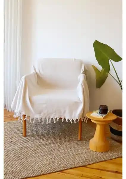 Koza Mix Tekli Koltuk Örtüsü Krem: Şık ve Dayanıklı Pamuk Kumaş Tasarımı