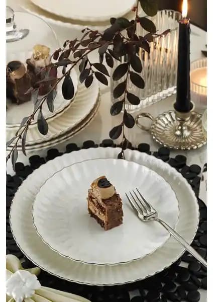 Kütahya Porselen Bone Luz Form 24 Parça Yemek Takımı Estetik ve Fonksiyonellik İçin Uygun