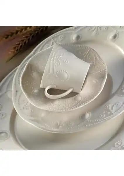 Kütahya Porselen Fulya Krem 24 Parça 6 Kişilik Yemek Takımı Şık ve Dayanıklı Tasarım