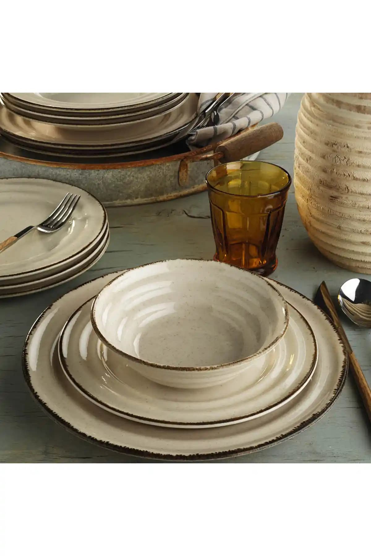 Kütahya Porselen Pearl Tuana 24 Parça Yemek Takımı Modern ve Dayanıklı Tasarım