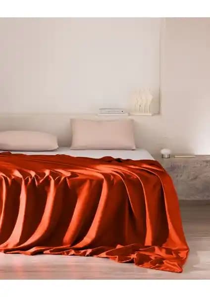 Madame Coco Ciel Çift Kişilik %100 Pamuk Saten Nevresim Takımı Turuncu Renkli