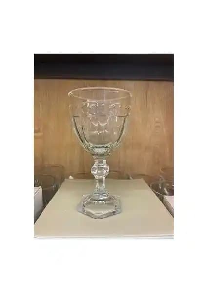 Madame Coco Medeline 4'lü Şeffaf Cam Desenli Kadeh Takımı Zarif ve Dayanıklı Sunum Seti