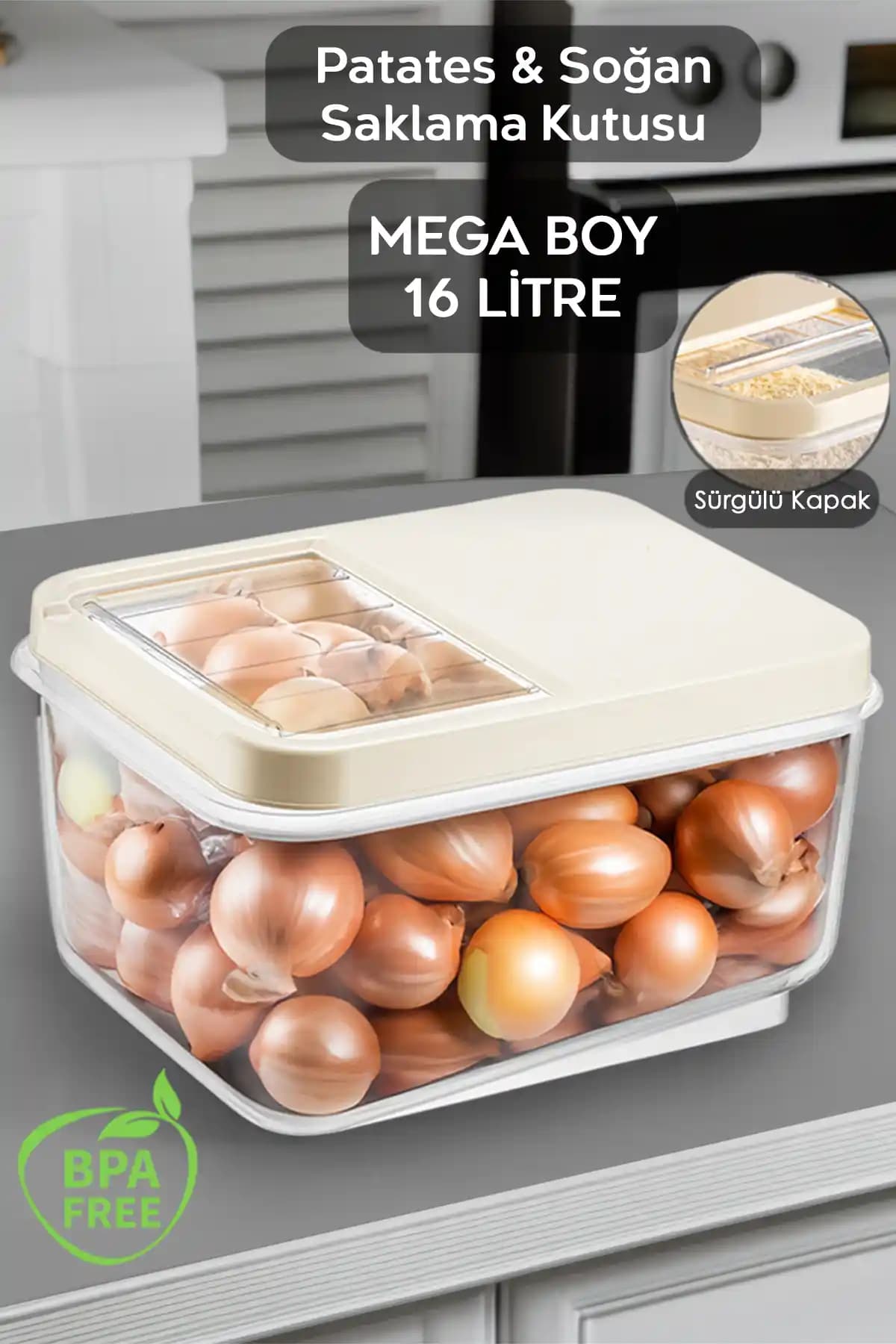 Meleni Home 16 Litre Sürgülü Kapak Sebzelik ile Mutfak Organizasyonunuzu Geliştirin