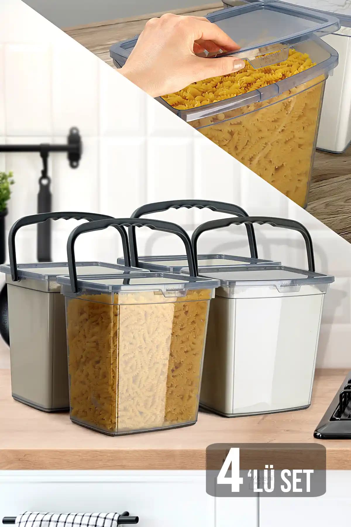 Meleni Home 4'lü Un ve Bakliyat Kabı Geniş Hacim ve Modern Tasarım Özellikleriyle