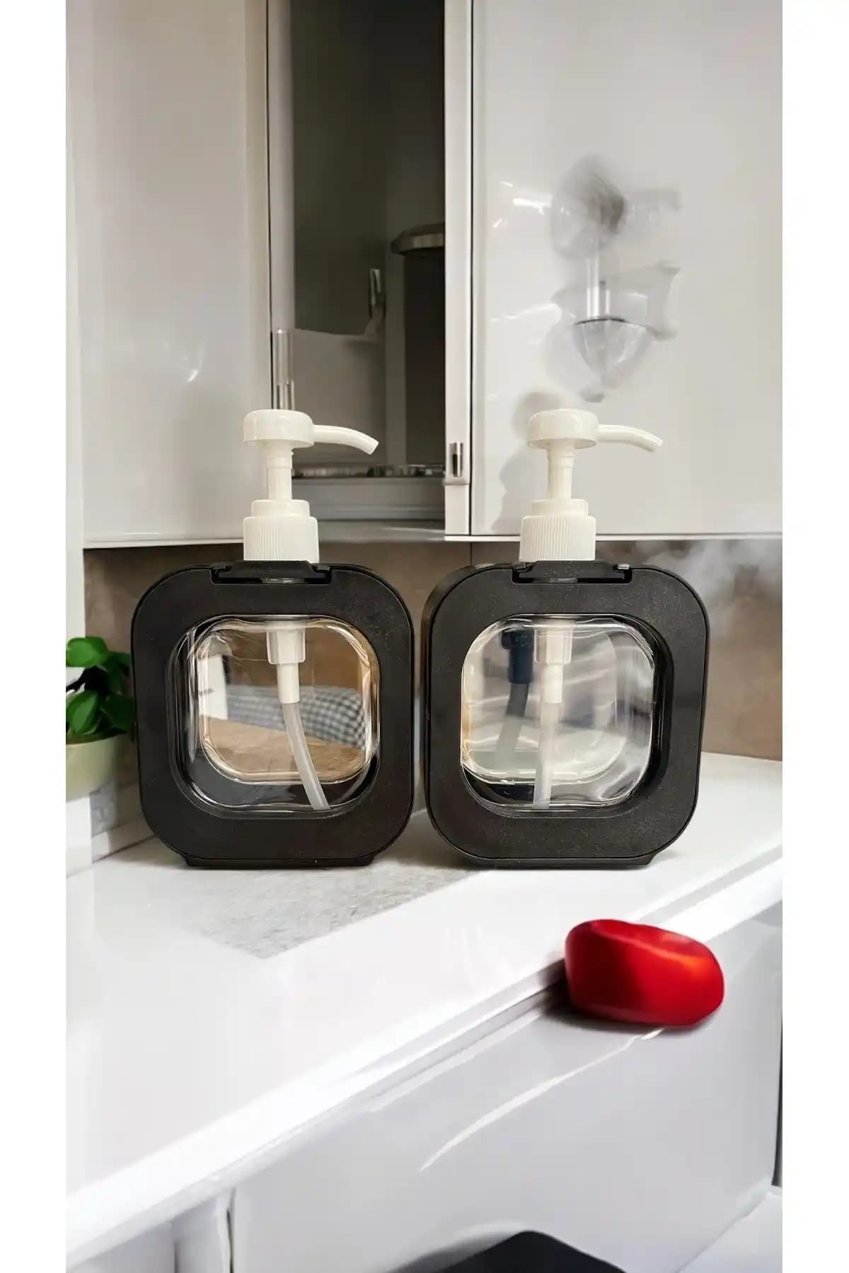 MİMOZA PARK 2 Adet Tezgah Üstü 400 ml Sıvı Sabunlukları Modern ve Şık Tasarım