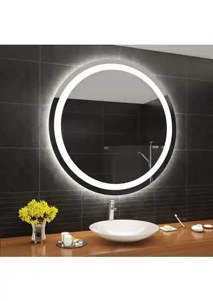 Mirrorland 70 cm Beyaz LED Işıklı Yuvarlak Ayna Modern Dekorasyon İçin Uygun