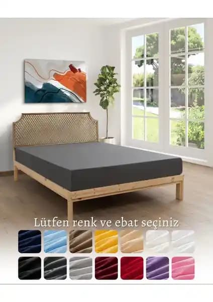 MODELHOME %100 Pamuk Penye Antrasit Lastikli Çarşaf Çift Kişilik 140x200 Konfor ve Şıklık