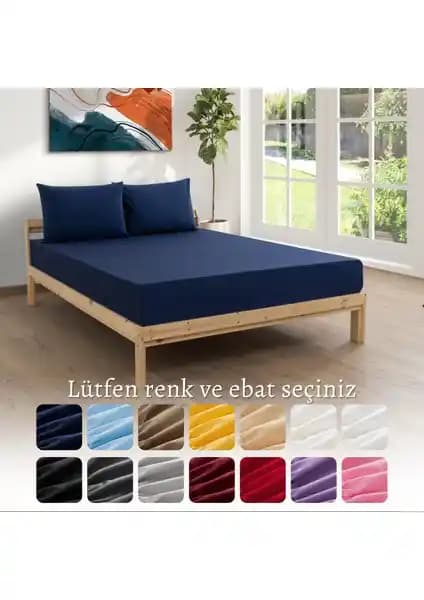 MODELHOME Ranforce Akfil Lacivert Lastikli Çarşaf Seti: Dayanıklı ve Şık Yatak Odası Dekorasyonu İçin