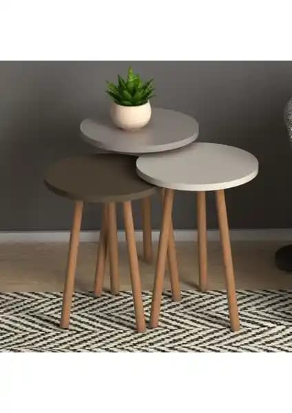 Monte Sehpa Roma Zigon Sehpa Krem Cappuccino Modern ve Fonksiyonel İç Mekan Dekorasyonu