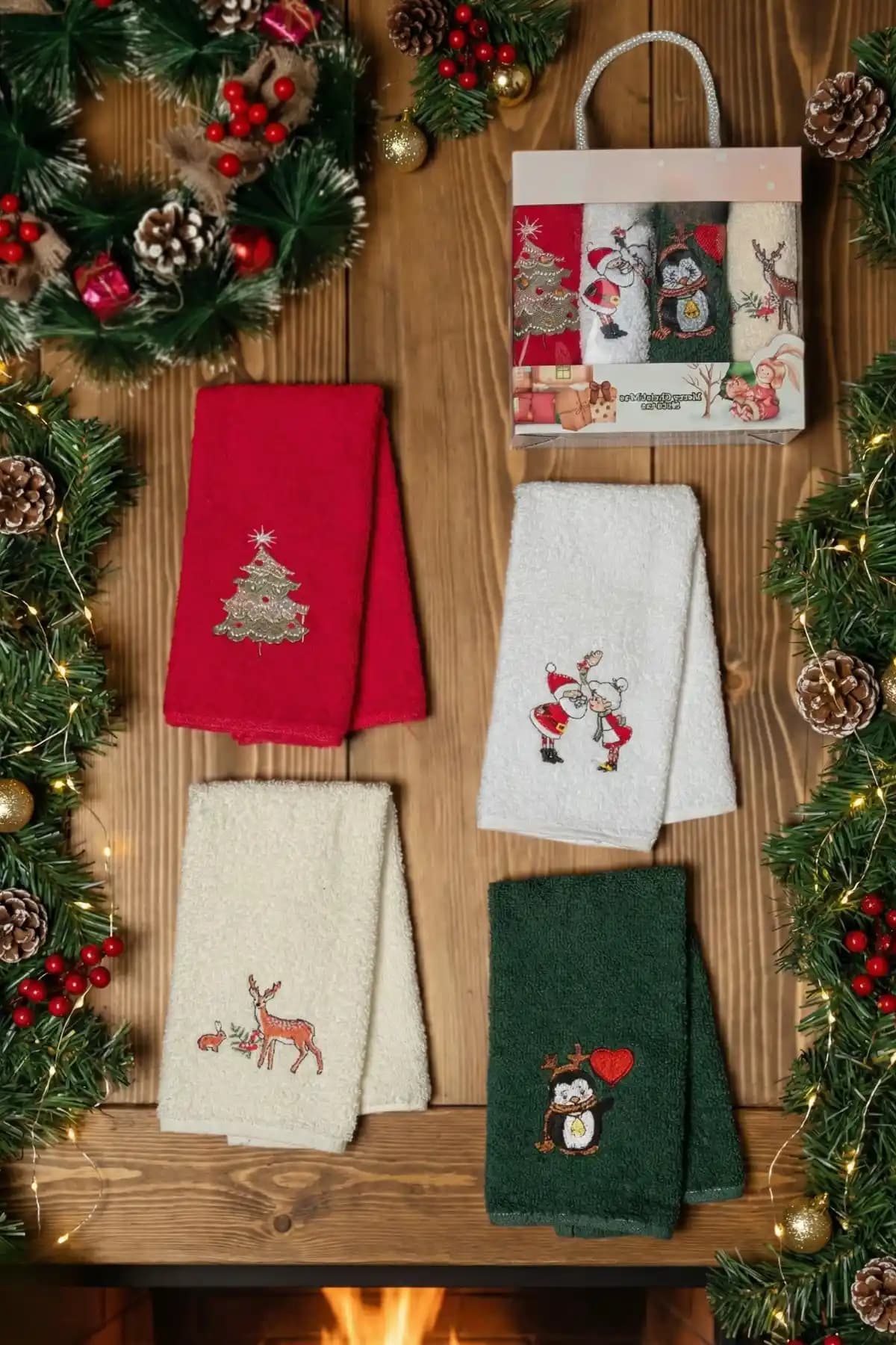 My Catherine Yılbaşı 4'lü Kutulu El Havlusu: Mutfağınıza Şıklık ve Neşe Katacak Tasarım Seti