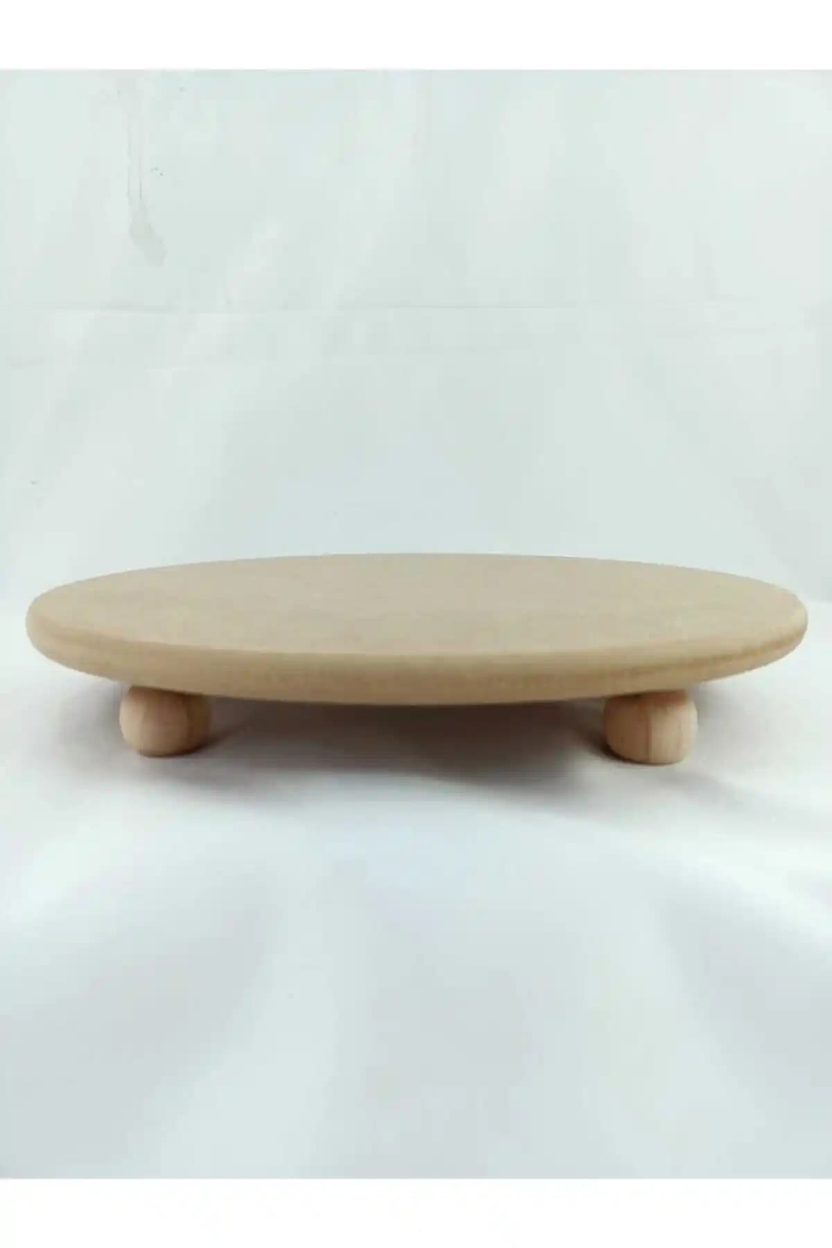 Neşeli Ahşap 28 Cm Yuvarlak Ayaklı Sunumluk - Estetik ve Dayanıklı Sunum Aksesuarı