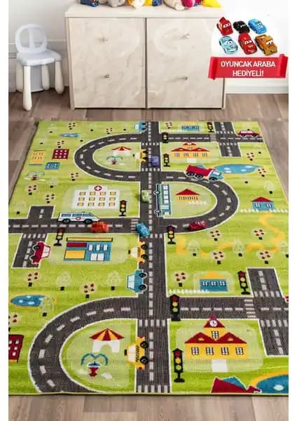 Odeon Halı 3 Boyutlu Yeşil Trafik Arabalı Çocuk Oyun Halısı Özellikleri ve Kullanım Rehberi