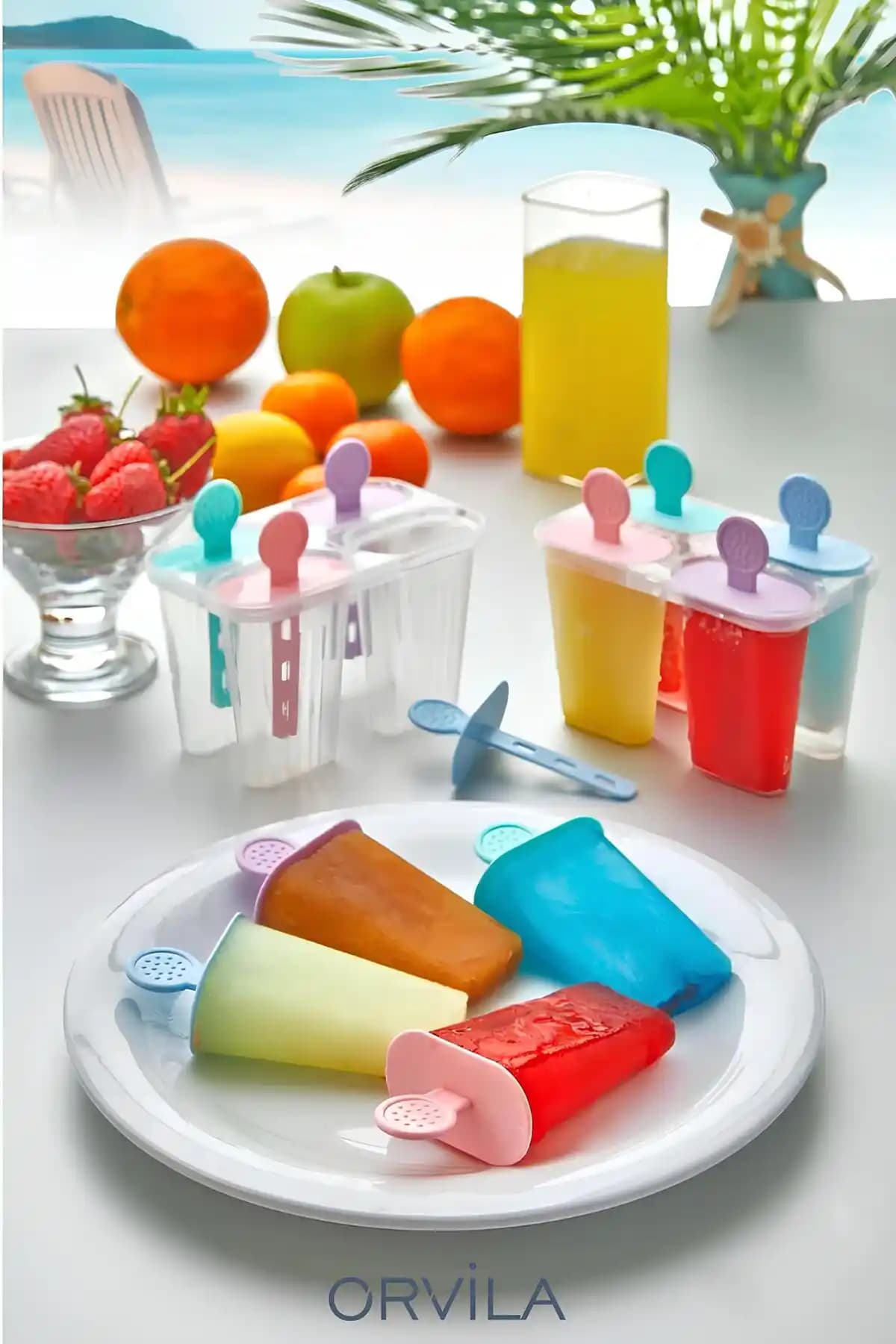 Orvila 4'lü Dondurma Kabı ve Meybuz Kalıbı Sağlıklı Yaz Serinletici Atıştırmalıklar