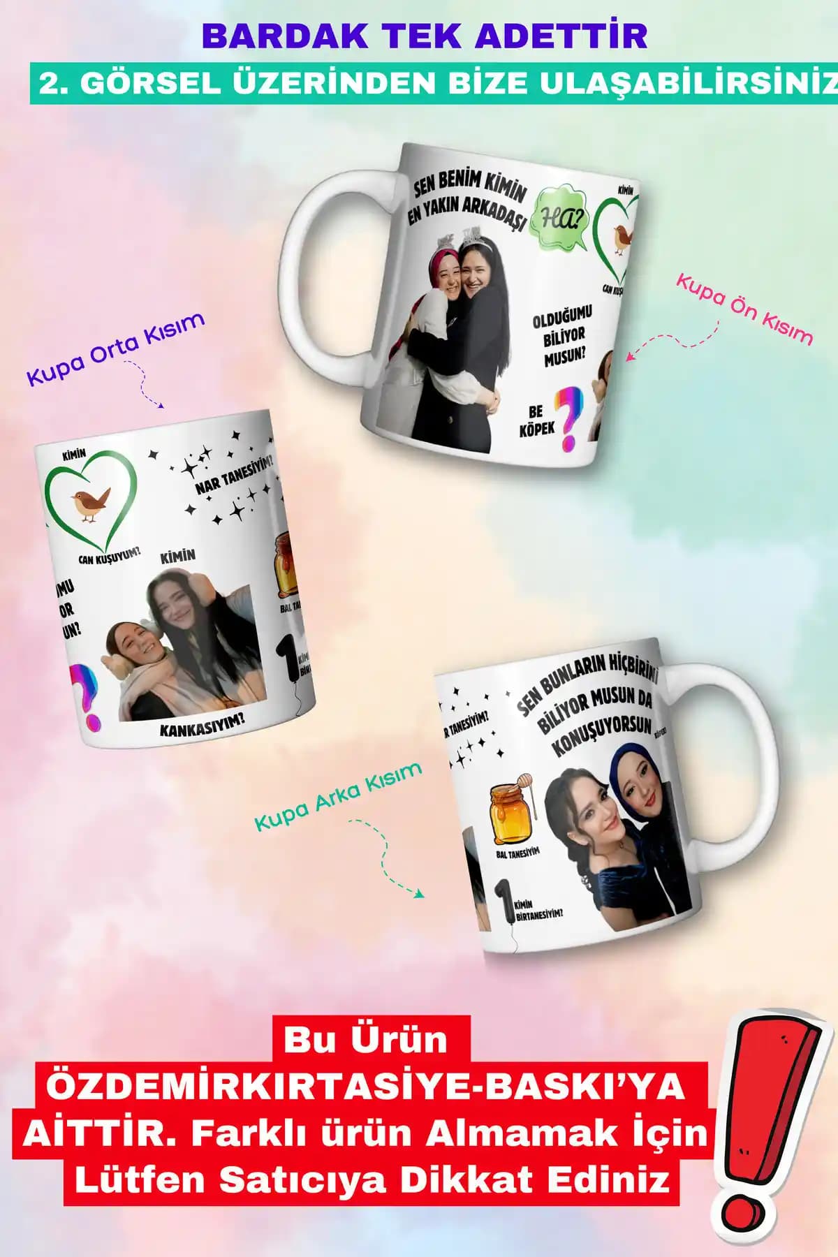 Özdemir Kırtasiye Kişiye Özel Baskılı Seramik Kupa 330 ml Modern ve Dayanıklı Tasarım