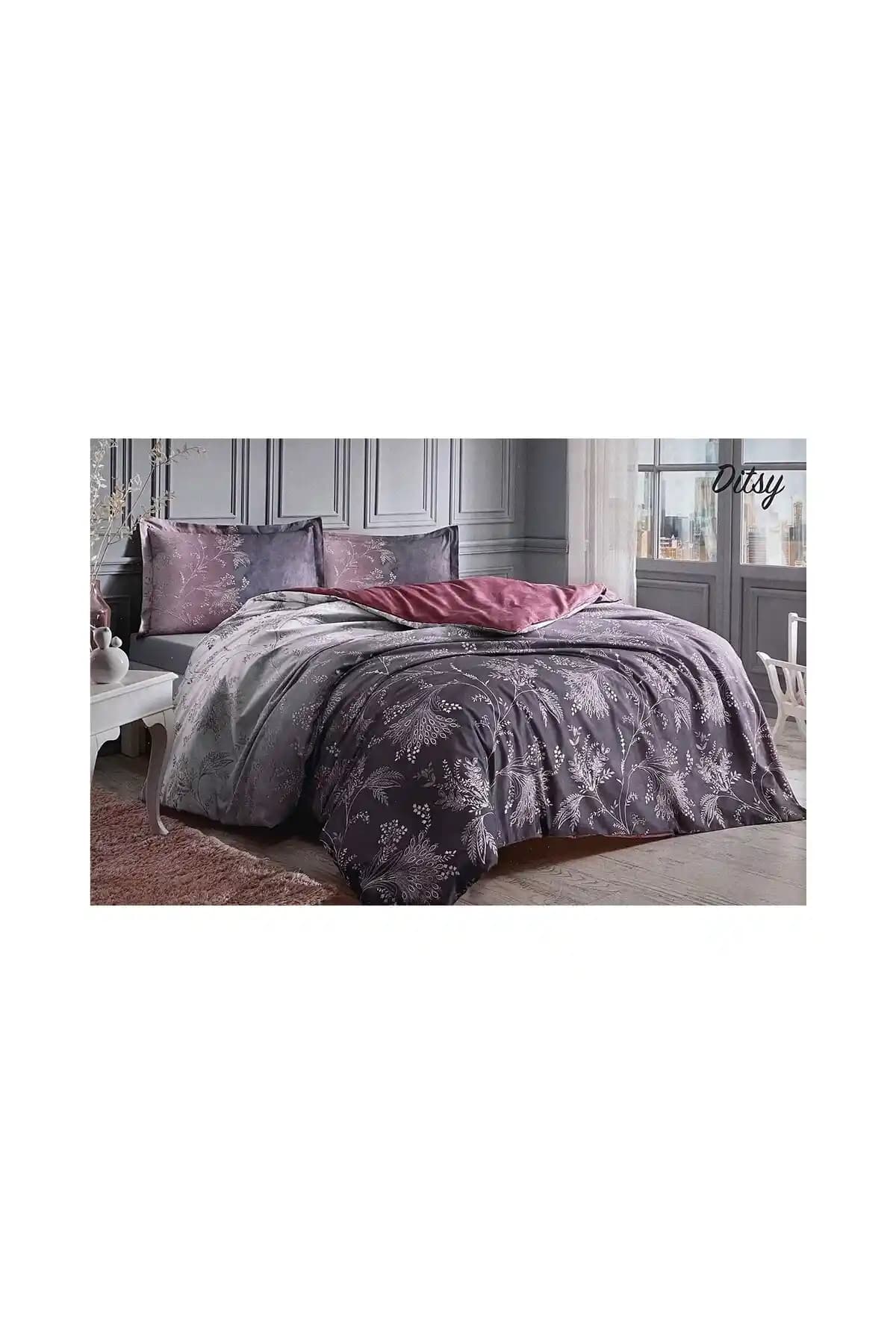 Özdilek Ranfoce Mor Dıtsy Çift Kişilik Nevresim Takımı Yatak Odası Dekorasyonu İçin
