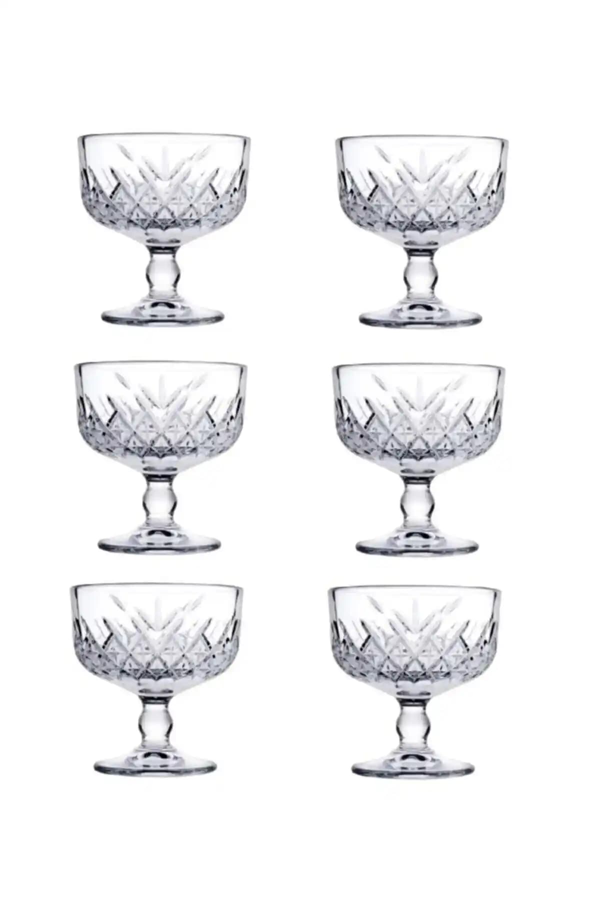 Paşabahçe Timeless Ayaklı Dondurmalık Seti 6'lı Cam Sunum Kabı Şık ve Dayanıklı