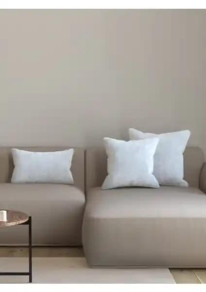 Pastel Kadife Dokulu Beyaz Kırlent Yastık Kılıfı Modern ve Şık Ev Dekorasyonu İçin Ideal