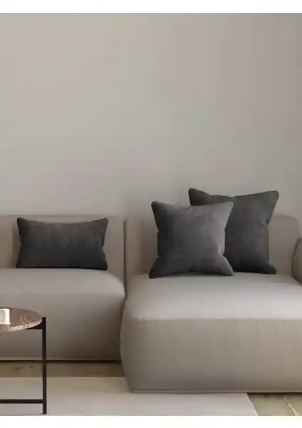 Pastel Kadife Dokulu Çakıl Rengi Kırlent Yastık Kılıfı Dekoratif ve Dayanıklı Tasarım