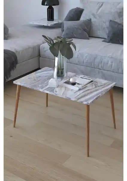 Remaks Retro Orta Sehpa Beyaz Mermer ile Modern ve Şık Salon Dekorasyonu